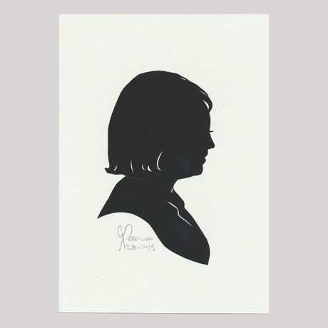 
        Front of silhouette, with girl looking right.